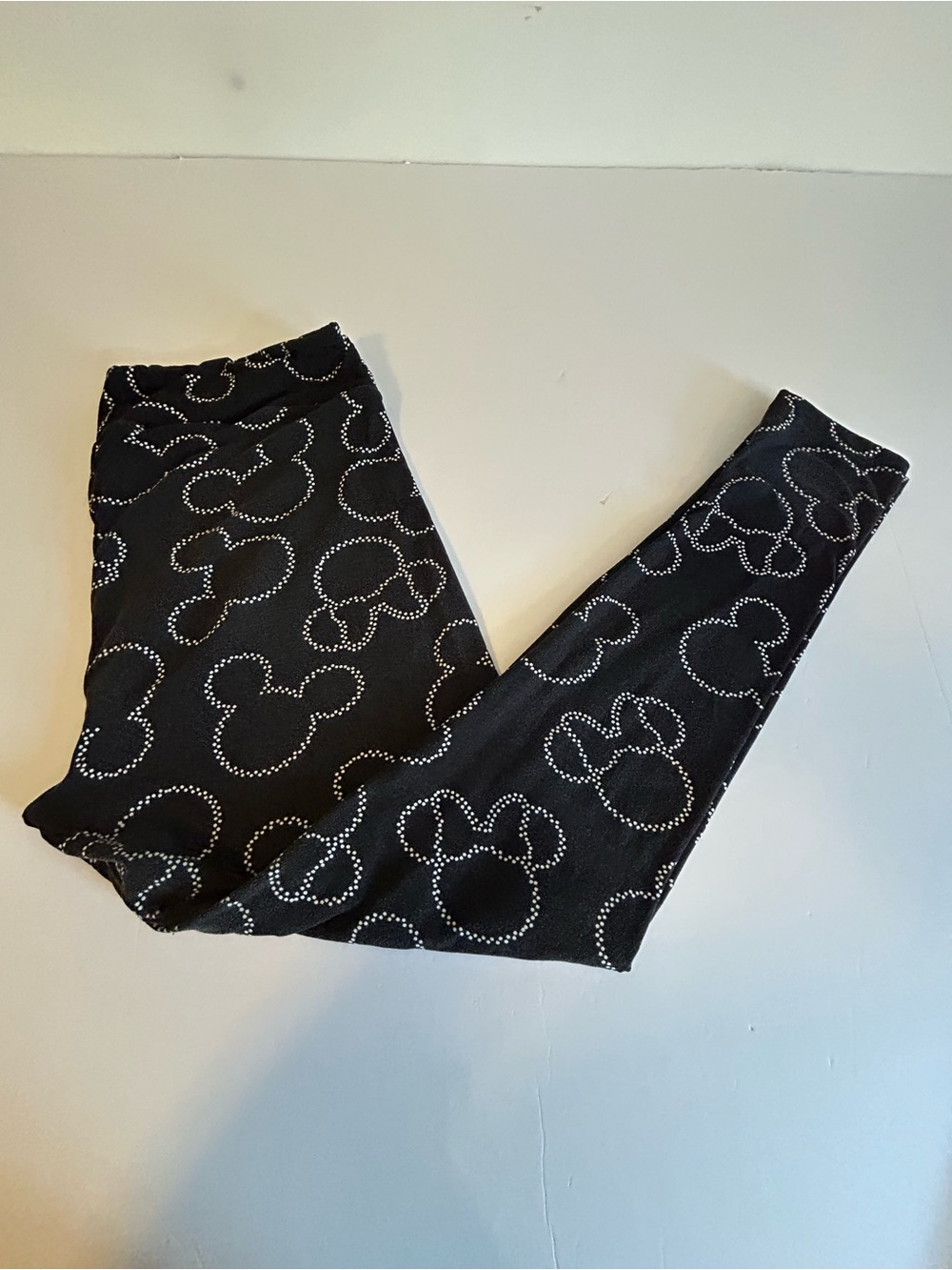 Disney LuLaRoe Black Leggings with White Dotted Mickey Outline